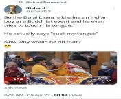 Apologies if I am ignorant, I do not want to disrespect the Dali Lama, but why is he kissing this young boy in the mouth? from tamil sexy aunty kissing sleeping young boy al