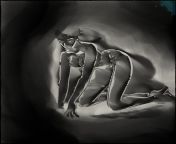 Ink and Shadows (Noir Watercolor Art) from femme noir masturbation