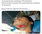 Doctor in pondicherry government medical College attacked by drunk man. from medical college in hostel