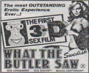 Ad for What The Butler Saw, originally titled Champagnegalopp and also released as Tickled Pink in 1975 Billed as the first 3D sex movie from what the peeper saw 1972 clip