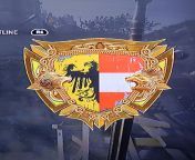 Coat of Arms of the Imperial Knight, Razgriz, bearing 1/2 of the Imperial War Banner of the Holy Roman Empire, and 1/2 of the flag of the Austrian Empire, outlined with the Golden Shield of Victory from roman empire movies