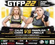 Chloe Cooke (pro debut, 5-0 amateur) vs. Annalisa La Bella (0-2 pro, 0-1 amateur) in an Atomweight Bout on June 3rd, Golden Ticket Fight Promotions 22 from peraih golden ticket d39academy 5
