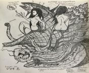 Sazae-Oni, Shellfish Siren - pencil art by me from pencil art pussy photos