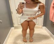 Public Changing Room Pussy Flash in Cute White Dress from therealbrittfit public changing room dildo masturbation 497639 6