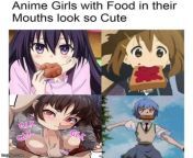 Anime girl with food in their mouths from girl with nudity in anime