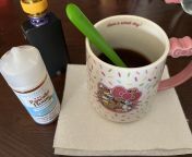 My new favorite flavor for my morning routine French vanilla from pancake house with my favorite mod and tank. Going with my new coffee cup my daughter got me !!! Ha love itt ! ? from new tv searial jija ji chat par ha