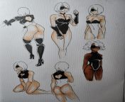 This is my first time working with copic markers ever. I received a pack of skintones as a gift. I wanted to test them so I tried them on 2B booty.(please delete if not allowed) from first time sex with seal pack bloodamil oil massage