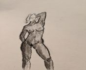 female nude, 3/18/2020, charcoal pencil from kleofia nude 3
