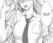 LF Mono Source: &#34;Shall we strip&#34; 1girl, breast pocket, drool, hand up, head out of frame, large breasts, long hair, necktie, nose blush, open mouth, sweat, white hair, white shirt from konachan com 122284 autoire artemis bed blush breasts censored game cg ima mo itsuka mo faruna runa kamiya tomoe long hair nipples nude pussy