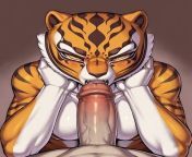 Master tigress giving an aggressive blowjob, milking you dry while telling you how much she hates it (she secretly loves it and its making her cum) from kungfu panda fucking master tigress