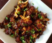 &#34;Gobi Manchurian&#34;- Indo-Chinese dish where crispy cauliflower florets are tossed in a manchurian sauce. Vegan! (Recipe in the comments) from tossed in scandal