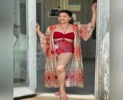 Madhuri Dixit - red swimsuit (2021) from indian actress madhuri dixit