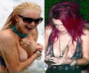 Lindsay Lohan , Bella Thorne nip slip from bella thorne topless nip slip video