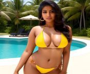 Ai prompt: busty indian female in a bikini, full pic from ccl calendar indian actress photoshoot hot bikini full hd video song