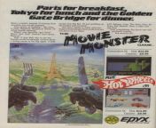 1986 ad for The Movie Monster and Hot Wheels games for Commodore 64 from movie fever sex hot