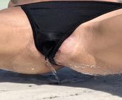 Casually pissing myself on the beach ? from vagina pissing closeup