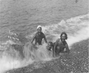 Girls swim in the Black Sea . USSR , 1940 . from girls swim teamkee