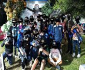 Cruz Azul player Cata Domnguez organized a narco theme party for his son. As you can see kids wearing JGL &amp; Chapiza caps. from cata gonzales