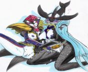 Medusa and Mezool from Kamen Rider Wizard and Kamen Rider OOO from kamen rider zero