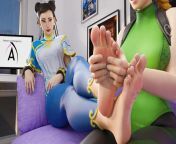 Chun LI gets a foot massage from her friend Cammy after a tough fight. ( Street Fighter 6) ( artist:ASGM) from new sensations step sister gets a special workout from her big buff black step brother from step sister gets a special workout from her big buff black step brother watch xxx video