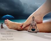 Giantess edit#3 Pet with his owner on the beach (Source: Reddit u/thosegreeneyes) from giantess game bath with