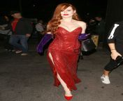 Madelaine Petsch in red dress as Jessica Rabbit from pandorakaaki in red dress