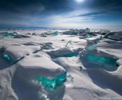 Turquoise Ice caused by a mixture of crystal clear water, bright sunlight, and temperatures well below zero from jse subnautica below zero full