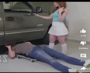 Red head with guy working on truck (possibly in Brazzers) from gangrape on truck