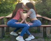 Girls sharing a kiss in the park from girls girls hot kiss