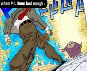 Mr. Bean flexing from mr bean carto