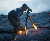 [50/50] A cameraman of a volcano eruption catches on fire and burns to death (NSFW) &#124; A cameraman creates a nice photo risking his life (NSFW) from cameraman skibidixnxx18