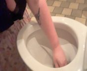 [F] Drinking water out of a public toilet (old video) from woman toilet sexy video