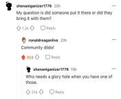 Community dildo (context: the post is a video of a woman on a train sucking on a dildo thats suction-cupped to the wall) from choda dildo an the