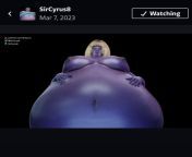 The same creator that makes 3d art SirCyrus8. This one is more mature and really shows how big her body has inflated as her clothes have ripped off. This is the realistic outcome of an adult woman eating the Wonka gum. from inflated clothes