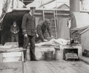 In 1912, The Mackay-Bennett aka The Morgue Ship, was tasked in recovering bodies from the Titanic shipwreck. The crew recovered 306 bodies, with 116 bodies having to be buried at sea due to running out of embalming fluid. from movi bodies