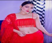 Rini Das navel in red sleeveless blouse and half saree from saree sleeveless blouse hot
