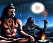 (TW: Religious Sentiments)A smoking session with lord Shiva by DALL.E from lord shiva smokin