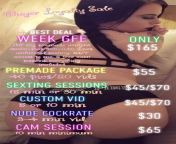 Its the WEEKEND &amp; lets have some FUN during this LOCKDOWN...DEALS on SEXTING w/ LIVES, COCKrates, CUSTOMS, premade packages, Or get my BEST DEAL YET! My ALL INCLUSIVE WEEK [GFE] &amp; get ALL my premade content, LIVES, 24/7 ACCESS, 2 FREE [cam] sessi from sessi