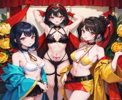 check my work on ImgCreator.AI--anime girl, short hair, black hair, red eyes, tattoo below the navel from anime girl navel tickle