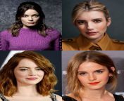 Would You Rather (1) Have Emma Watson &amp; Emma Mackey Give You An Extremely Sloppy BJ With Cum Swapping (or) (2) Have Emma Stone Sit On Your Face While Emma Roberts Rides Your Cock Until You Cum from emma watson bestiality fakedian aunties navel kiss