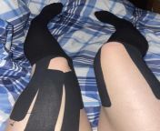 Kinesiology Tape and Compression Socks. Not your typical foot fetish fare, but what can I say? Im a vivacious romp. from ouchiemypwussy