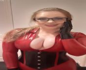 Red latex catsuit with latex corset! ? from sweaty latex catsuit