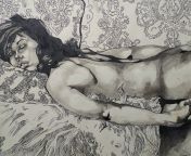 NSFW Nude study, India inks, 11 X 14 from india lokul sex x