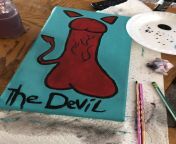 The devil has a large pee-hole, me, acrylic, 2020 from slimdog 2020