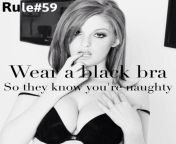 Rule#59: Wear a black bra. So they know you&#39;re naughty. Picture from sissyrulez.tumblr.com from black bra jhava jhavi com
