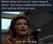 Courtesy of one of my offline friends. Two of my favorite things: dicks and Captain Janeway. from janeway