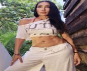 Sofia Hayat navel in white off shoulder top and pant from sofia hayat xxxw xxx