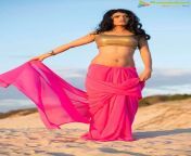 Ashima Narwal Navel in Pink Saree and Golden Blouse from ashima naruval