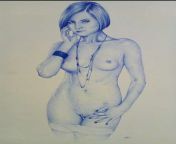 Nude portrait (ballpoint pen) from nude shidhrt malhotra pen