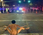 Naked Athena, goddess of protestors, appeared in Portland last night from raquel tofani naked muscle goddess